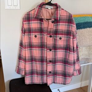 Outerknown Blanket Shirt Jacket Pink Plaid Shacket Small